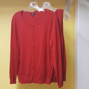 Talbots red twin set cardigan size xl
